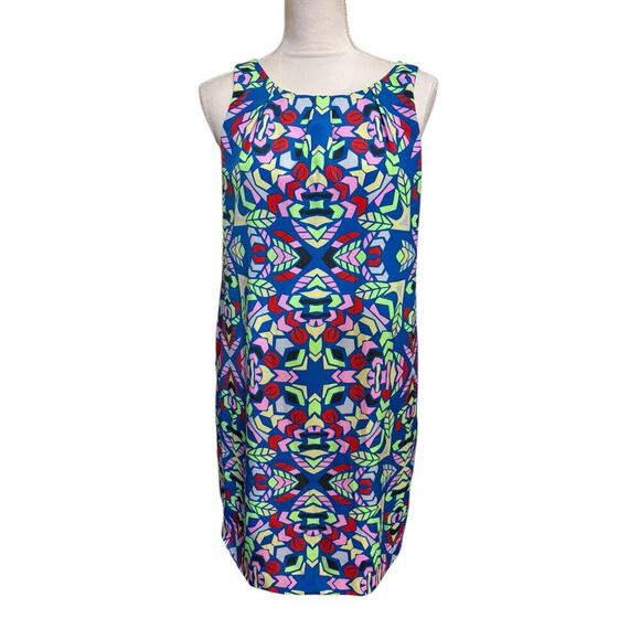 Mara Hoffman Blue Green Red Printed Sleeveless Keyhole Mini Dress - 8 - Picture 3 of 10